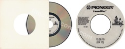 10.26.10 (UK 10) (issued 1993). With "A letter to Elise (live)". Pioneer 8-inch Laser Juke laserdisc for video jukeboxes. In blank die-cut white sleeve with round-ended inner poly bag. - Thanks to vandeebgroup